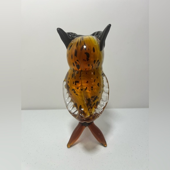 GCA Hand Blown Glass Amber Perched Owl Vintage Heavy MCM - Picture 6 of 16